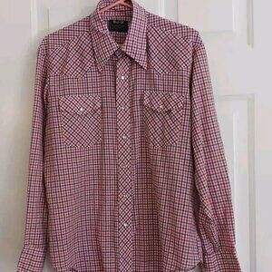 Vintage BJ-R Men's Western Shirt size Large Long Tail Form Fit Pearl Snaps